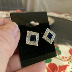 Emerald And Diamond Sterling Earrings