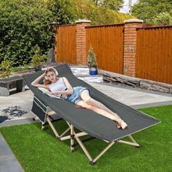 Folding Camping Cot for Sleeping, Portable Cots for Adults, Heavy Duty Cot Bed, Extra Wider Cots with Large Pocket