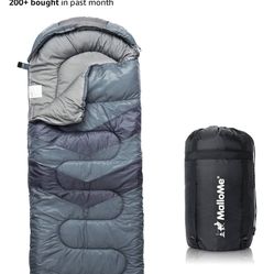 MalloMe Sleeping Bag Gray Cold Weather & Warm Lightweight Camping Adults & Kids Never Used 