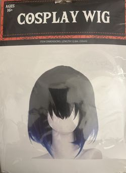 Cosplay Wig - Black & Blue Messy Short Bob - Halloween