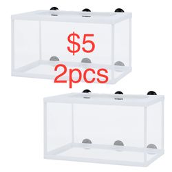 Akamino 2 Pieces Fish Breeder Net, Large Fish Breeder Isolation Box, Incubation Box with Plastic Frame, Breeding Net Separation Box with Suction Cup f