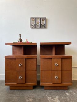 Vintage Pair of “Titan” Nightstands by Kent Coffey