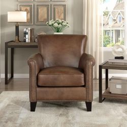 Accent Chair Brown Top Grain Leather, New Especial price 
