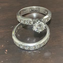 PLATINUM Engagement/Wedding Ring Set 0.75 Center VVS2