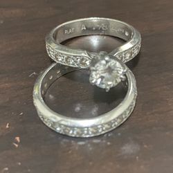 PLATINUM Engagement/Wedding Ring Set 0.75 Center VVS2