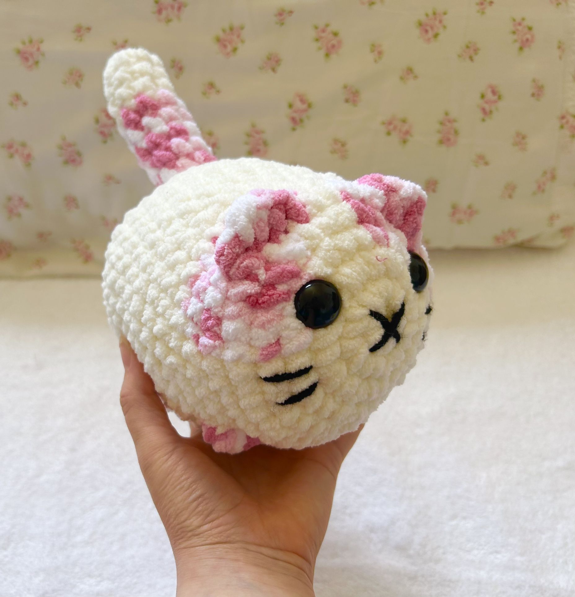 New Kawaii Crochet Loaf Cat, Plush Kitty, Nursery Decor Item, Crochet Stuffed Animal