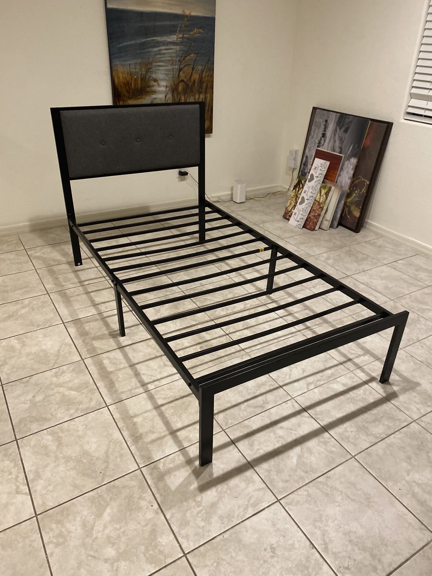 2 Identical, Like New Twin Beds With Padded Head Board And Mattresses