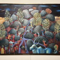 1970 Original Oil on Canvas Painting by Hungarian Artist Tamás Galambos