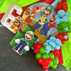 Super Mario Backdrop And Balloons 