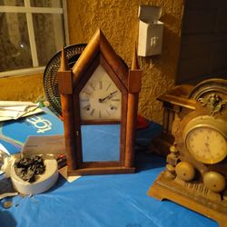 Vintage Antique Working 1870's ANSONIA 8 Day Victorian Mahogany Steeple Mantel Clock