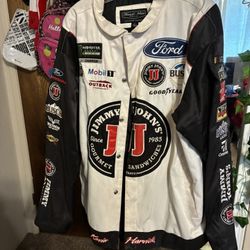 Stewart Haas Kevin Harvick Jimmy Johns Racing Patchwork Moto Streetwear Jacket L