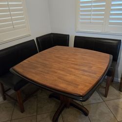Pub Height Dining Table Set with Corner Bench & Chairs – Solid Wood