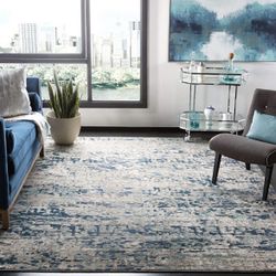 4ft X 6ft SAFAVIEH Madison Collection Accent Rug - 4' x 6', Grey & Blue, Modern Abstract Design, Non-Shedding & Easy Care, Ideal for High Traffic Area