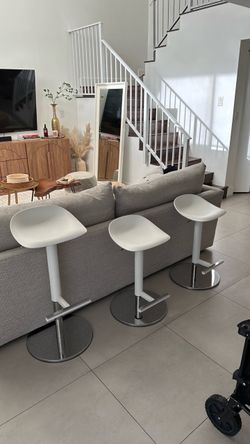 IKEA Set of 3 White Adjustable Bar Stools