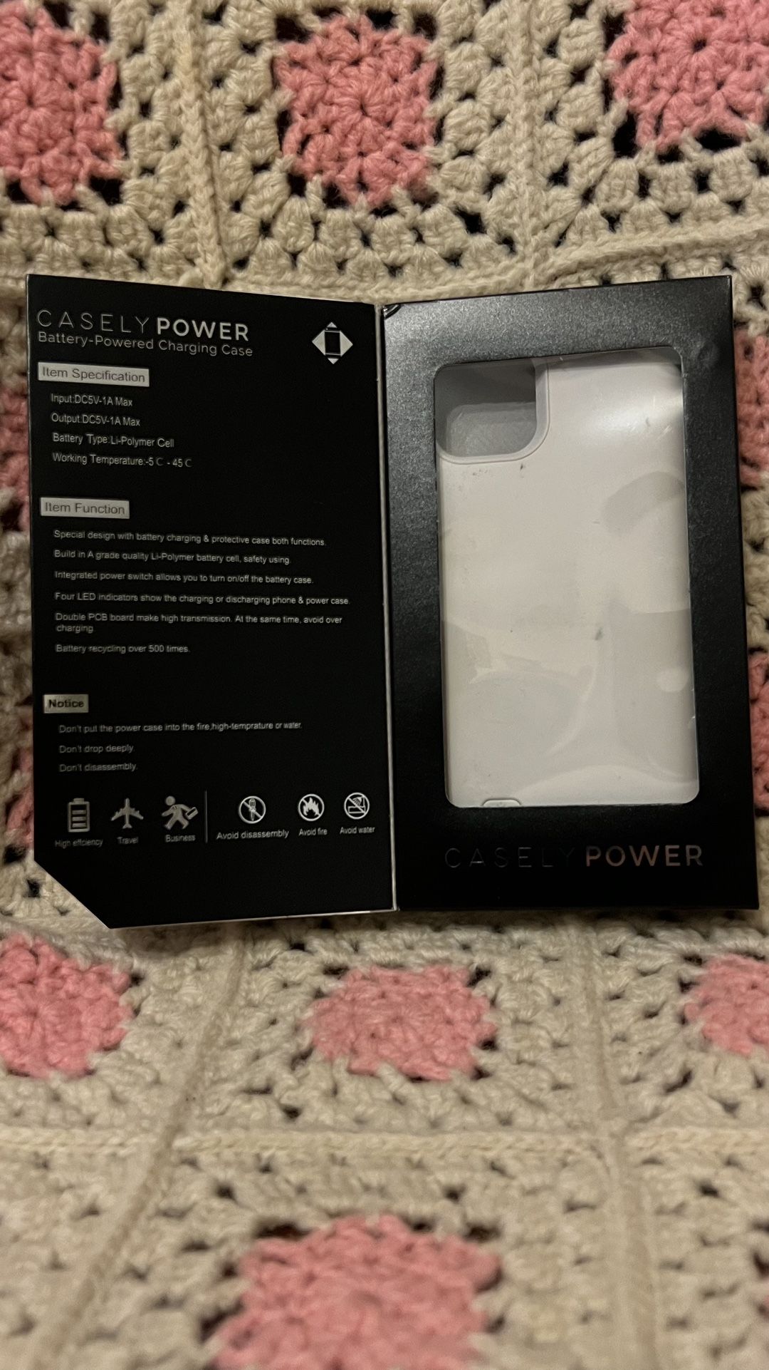 White Chargeable Phone Case 