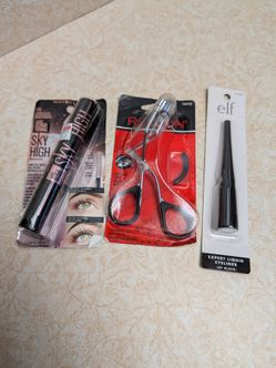 Lash Curler, Liquid Eyeliner, and Mascara