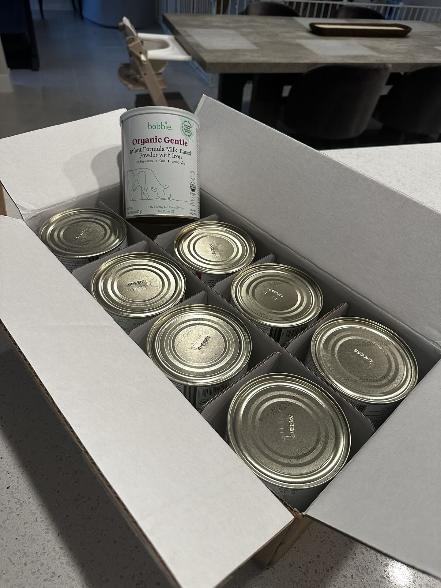 8 UNOPENED Bobbie Gentle Powder formula cans, valued at $240 + tax. Cans are 14.1 oz. Selling for $150 ($18.75 per can). Can ship, but you must co