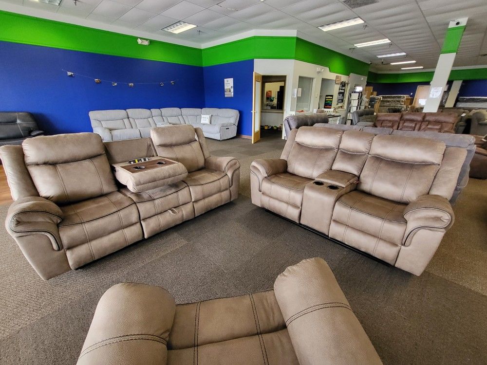 Reclining Gliding Sofa Loveseat Set