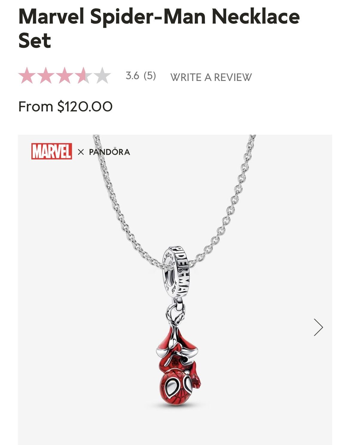 Pandora Spiderman Necklace Set