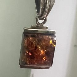Vintage Baltic Amber Sterling Silver 22 Inches Box Chain  Necklaces 