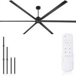 120 Inch Industrial Ceiling Fan - Large 10ft High HVLS Industrial Fan with Remote Control, 6 Aluminum Blades, Large Ceiling Fan for shop, Warehouses, 