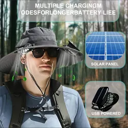 Sunshade Hat with Cooler, Novel & Practical Wide Outdoor Hat with 3 Speed Adjustable Solar Fan
