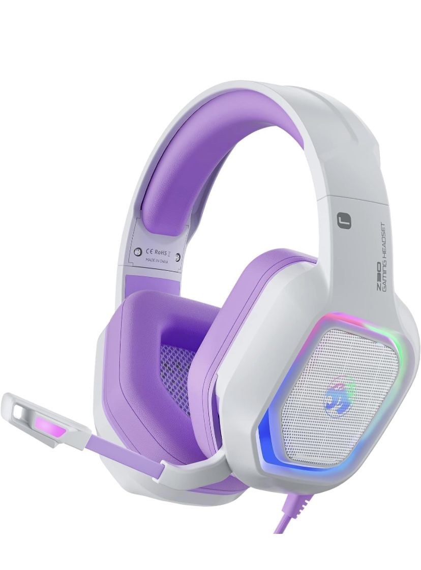 ZIUMIER Z30 Purple Gaming Headset for PS4, PS5, Xbox One, PC, Wired Over-Ear Headphone