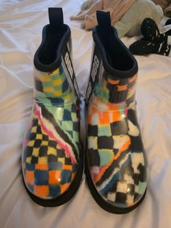 UGG Rain Boots Multicolor Checkered Print