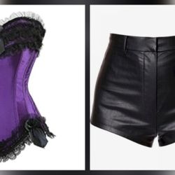 Brand New and Ready For Pickup Club Outfit. Includes Corset and Faux Leather Shorts 