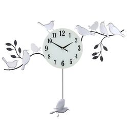 Three Star Wall Clock with Birds Sitting