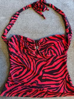 Princess Polly Cielo Mesh Red Zebra Halter Top (Nikki’s top from the movie “Obsession”)
