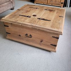 Rustic Wood Coffee Table with Interior Storage 