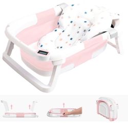 NAPEI Collapsible Baby Bathtub,Baby Bath Tub with Soft Cushion & Thermometer,...