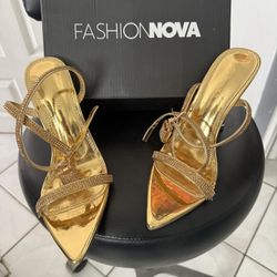 Electra Metallic Heels - Gold (Size 6.5)