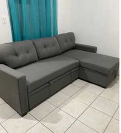 Gray Sectional Sofa with Chaise and Storage
