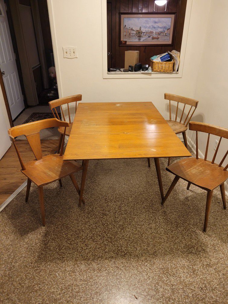 Paul McCobb, Mid-century Drop Leaf Kitchen Set W/4 Chairs
