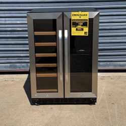 Wine Refrigerator 23 in. Dual Zone 18-Bottle 55-Can Beverage and Wine cooler in Stainless Steel