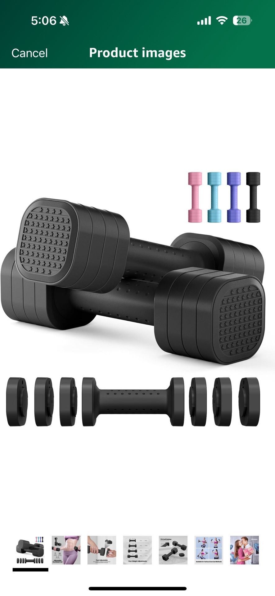 Black Adjustable Dumbbell Set