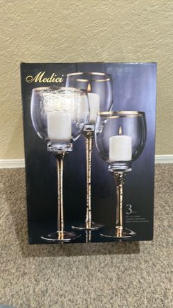 Medici 3 piece candle holders with gold accents
