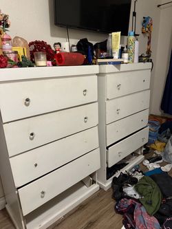 FREE (2) white 5 drawer dressers.