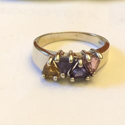 10k solid white gold ring,4 colorful stone,3.78 grams, size 5.5, please look at all pictures for more details
