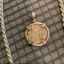 Atoicha shipwreck Silver Coin Pendant With Necklace 