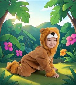 Spooktacular Creations Halloween Toddler Lion Costume with Zebra Toy, 3T