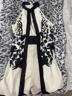Black and White Floral Halter Dress