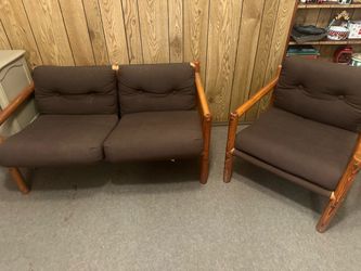Wood Frame Loveseat and Chair Set