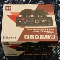 Dual AM/FM Digital Bluetooth Car Stereo & Two 6 1/2" 2-Way Speakers (Brand New, Unopened) XDM17SPK