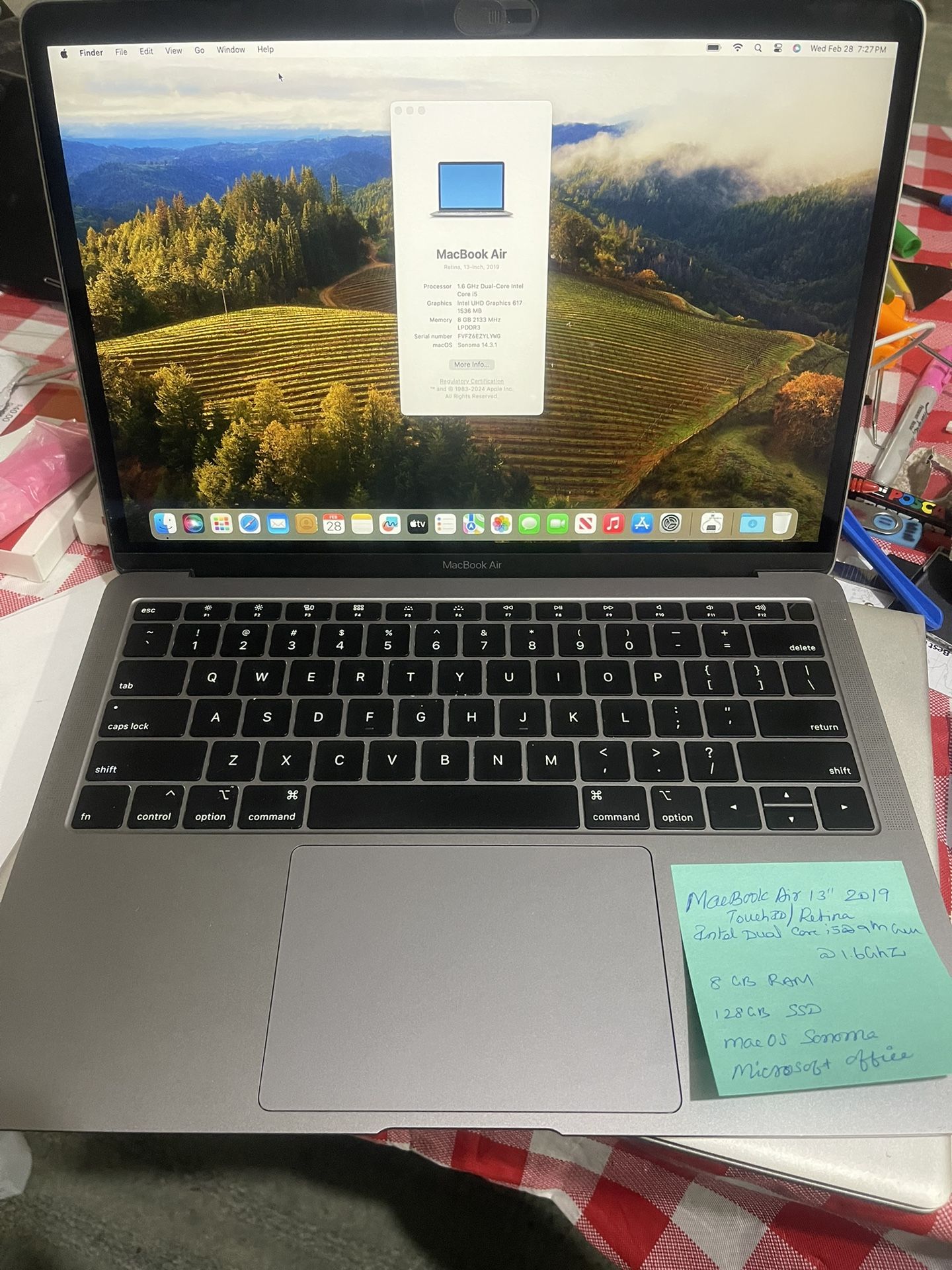 MacBook Air 13” Retina 2019 Intel Core i5 8gb Ram 128gb