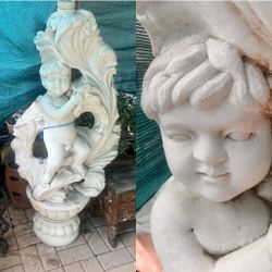 Vintage Cherub Solid Marble Statue • 4 feet tall.