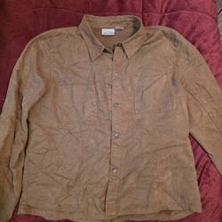 Soft Brown Petite Long Sleeve Button Up Shirt