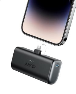 Anker Nano 5,000mAh Portable Charger for iPhone, MFi Certified Built-in Lightning Connector, 12W Compact Battery Pack for iPhone 14/13/12 Series, Blac